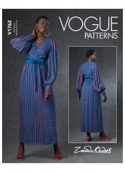 1762 VOGUE ZANDRA RHODES LINED LONGER LONG SLEEVE WRAP TIED DRESS PATTERN 8-24 2 SIZES choice